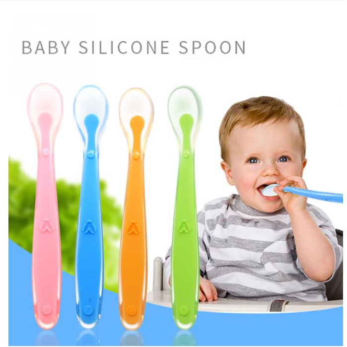 [SMALLBELL SHOP]SENDOK SILICONE makan bayi silikon lentur lembut mpasi/peralatan makan bayi BPA free/sendok silikon ada box/Baby Spoon Silicone