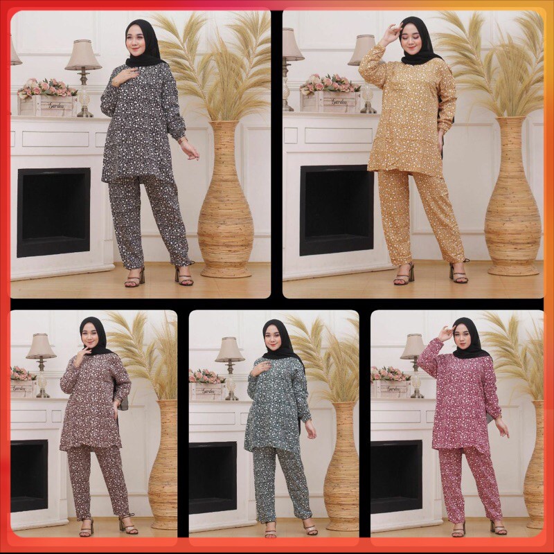 one set pajamas baby doll|| setelan rayon super grade A busui resleting depan