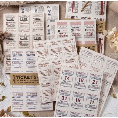 Vintage Ticket Paper for Journal Deco - Ticket Shop Series ( 30sheets)