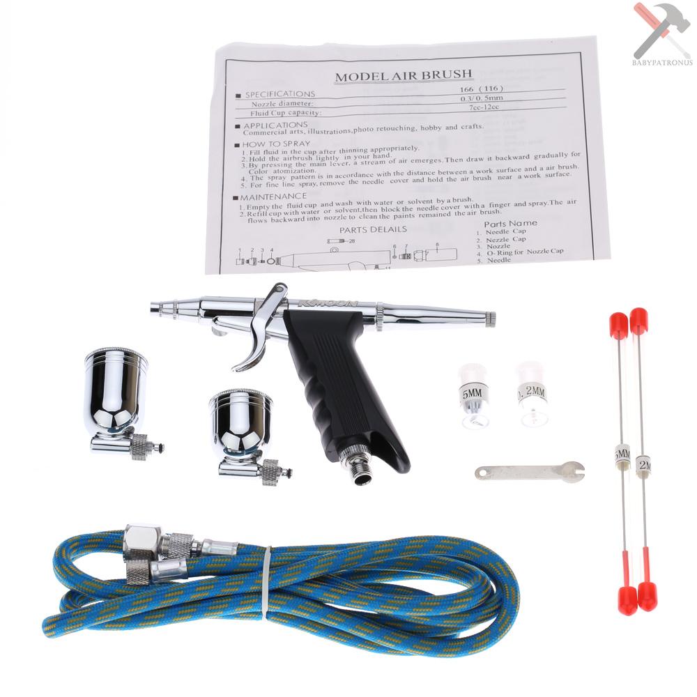 Kkmoon Set Pistol Trigger Airbrush Profesional Dengan Selang 3 Tip 2 Cup Untuk Melukis Tato Manicure