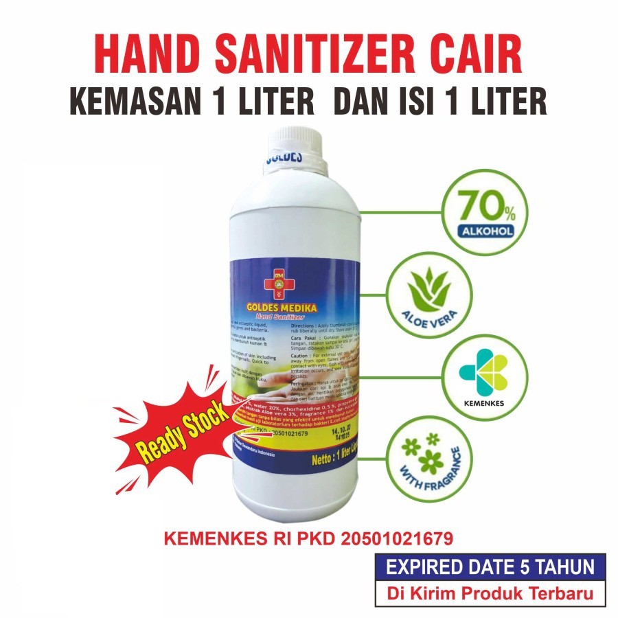 Hand Sanitizer A&amp;G gel / cair  / GOLDES MEDIKA / TLF 1 liter murah dan original 1000 ml