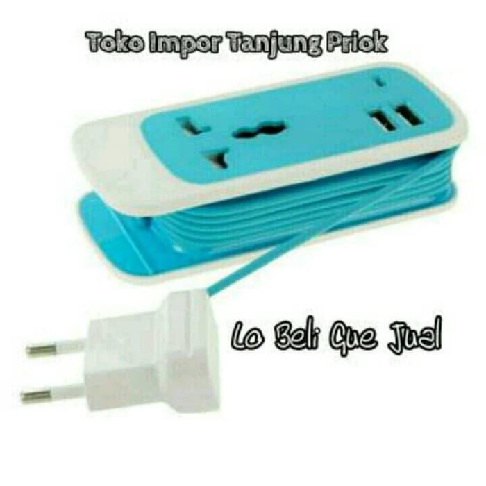 Listrik Kabel Roll Mini Dengan Usb - Colorful Electrical Socket Eu Plug With 2