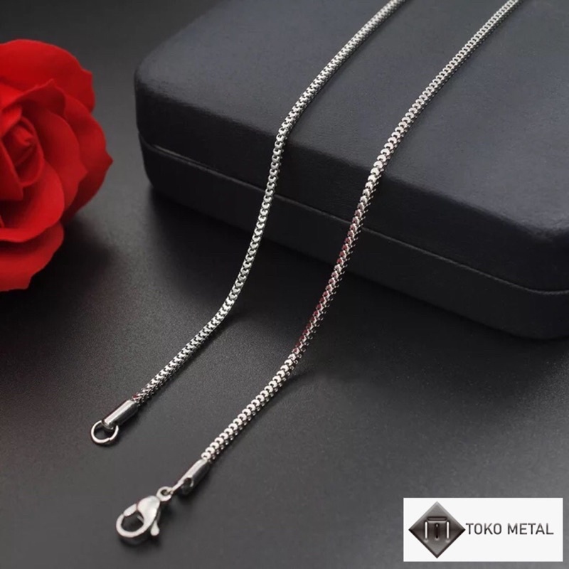 Kalung 100% Titanium Milano Pria dan Wanita 2 MM Anti Karat [ Tok Metal ]