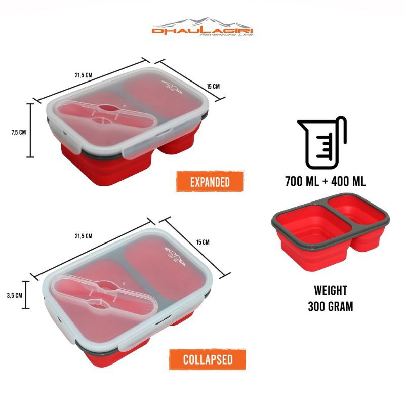 Dhaulagiri Lunch Box Silicon Tempat makan Kotak Bekal sekolah DH 02