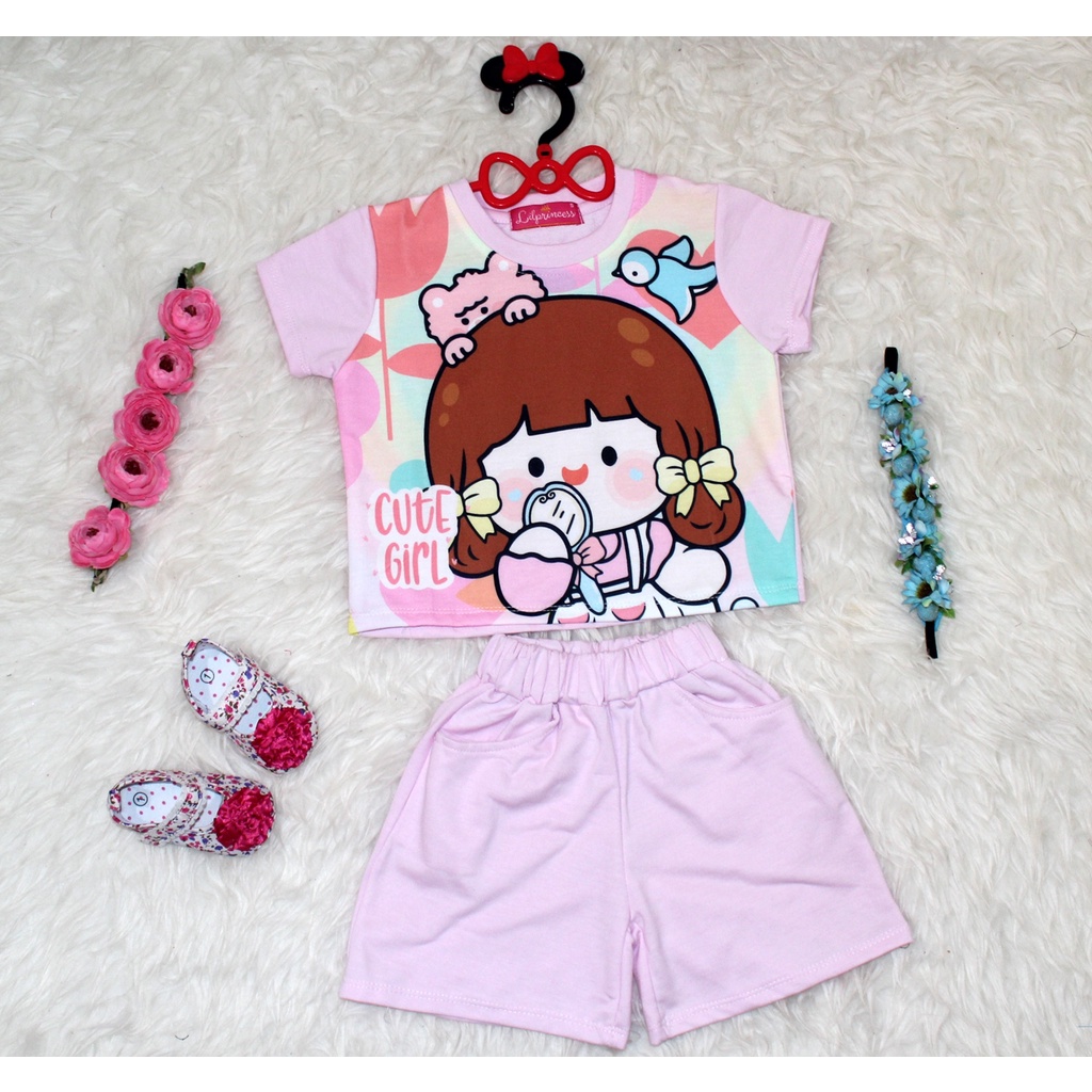 Set Bon Girl/Setelan Baju Dan Celana Bayi Lucu/Pakaian Bayi 1-3 Thn