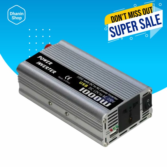 Inverter Inferter DC Ke AC Pure Sine Wave Mini Power Inverter Inventer DC 12v to AC 220v Mobil PSW 1