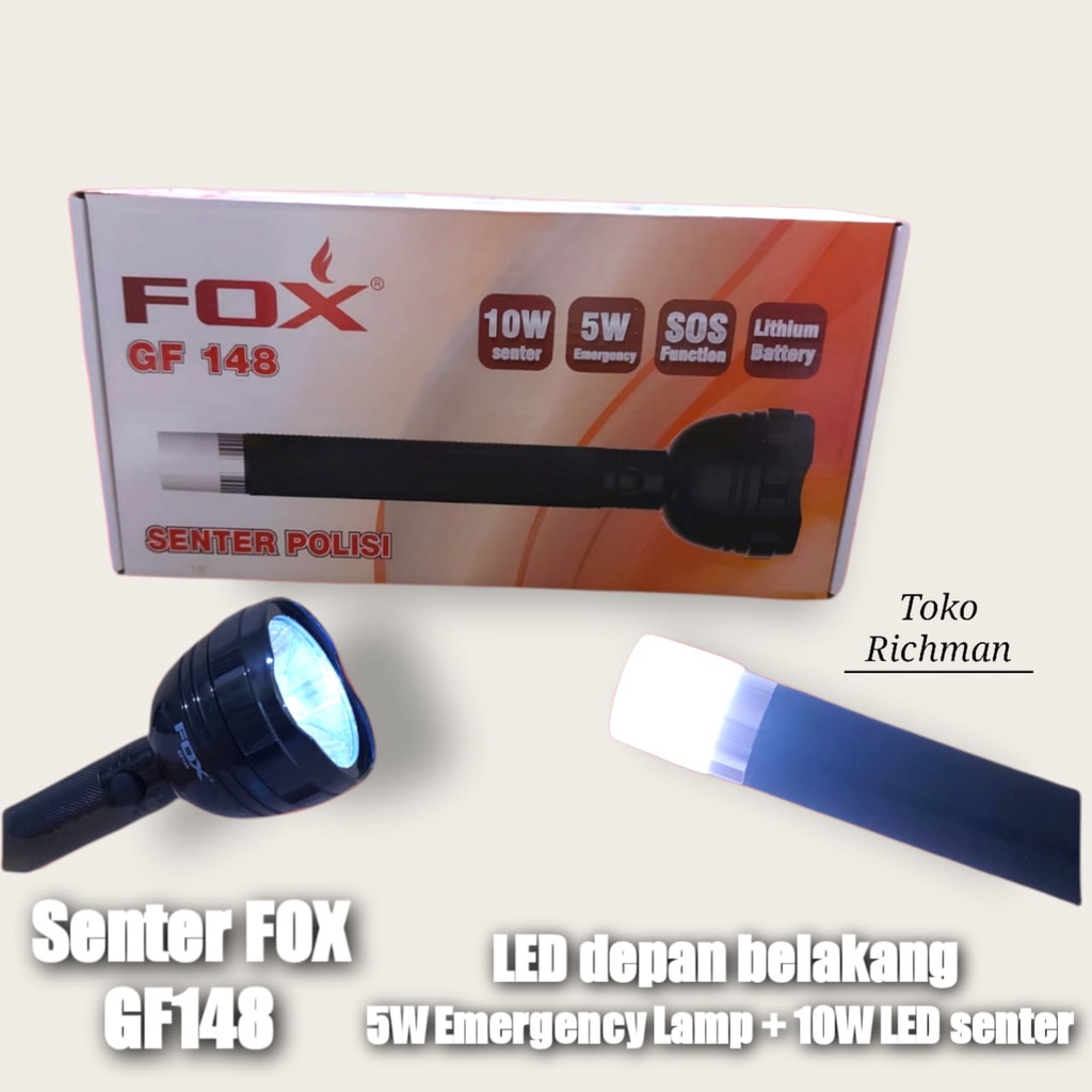 Senter FOX GF148 Senter Polisi Emergency Lamp Rechargeable