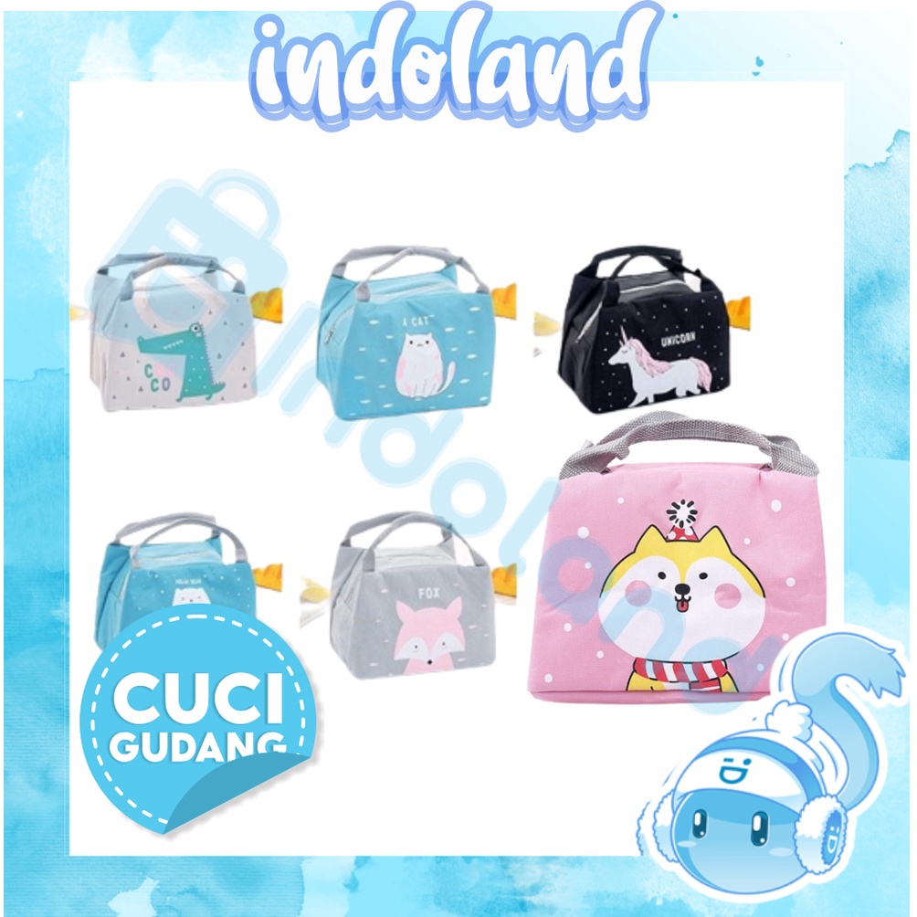 ☀INDOLAND☀ Tas Bekal Karakter Lunch Cooler Bag Salur Makanan Aluminium Kotak Makan Import R142