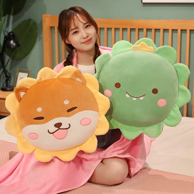 Boneka Bantal sun flower terbaru impor sangat lembut/shiba inu/kelinci/dinosaurus