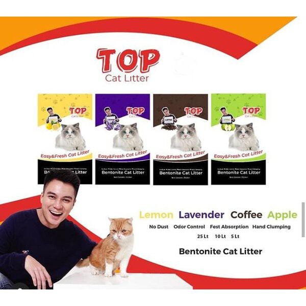 Pasir Kucing TOP 5 Liter 5L Gumpal Wangi Bentonite Cat Litter Premium