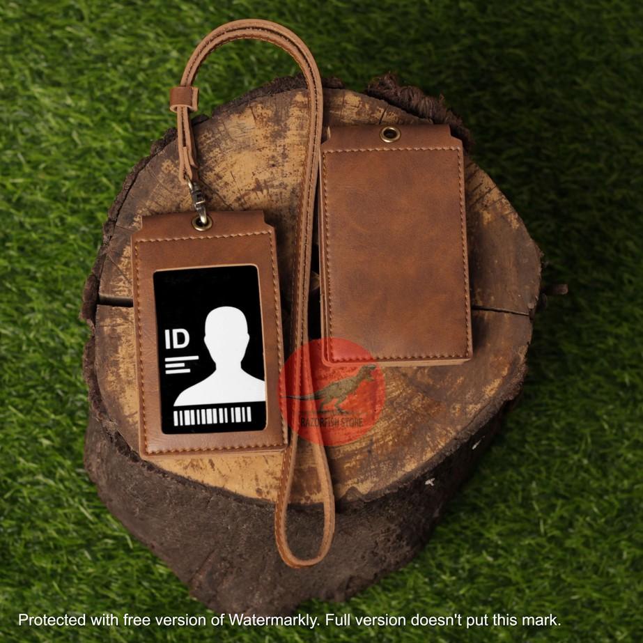 

♨ Lanyard Kulit Magnet ID Card Holder Magnet Name Tag Kulit Harga Murah Berkualitas PU Leather ID Ca