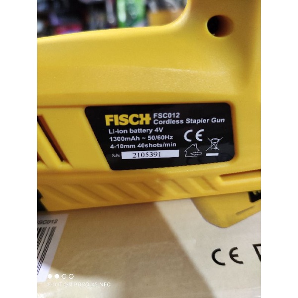 staples gun cordless fisch fsco12 4v/mesin staples baterai fisch