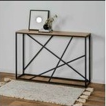 Meja Console Pajangan Sudut Cafe Kayu Papan  Multipleks Kombinasi Besi Hollow Galvanis