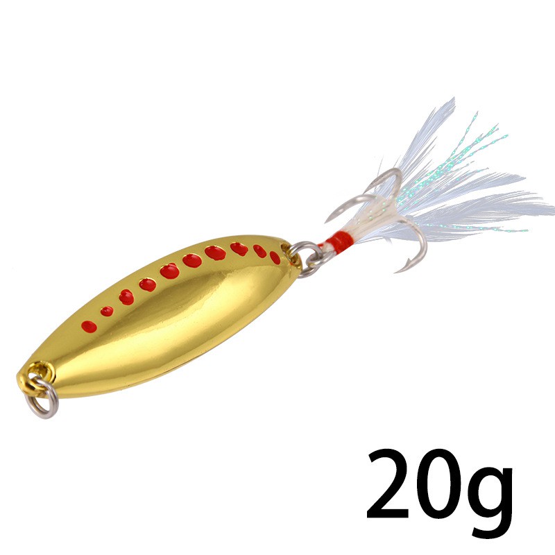 1Pcs Umpan Pancing Spoon Spinner Fishing Lure Bahan Metal 7.5g 10g 15g 20g Dengan Bulu Swimbait Sinking Tackle