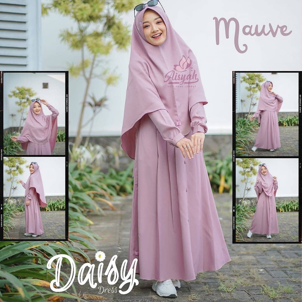 GAMIS WANITA DEWASA DAISY SYAR'I SET + KHIMAR /BUSANA MUSLIM/BAJU KURUNG/GAMIS + HIJAB