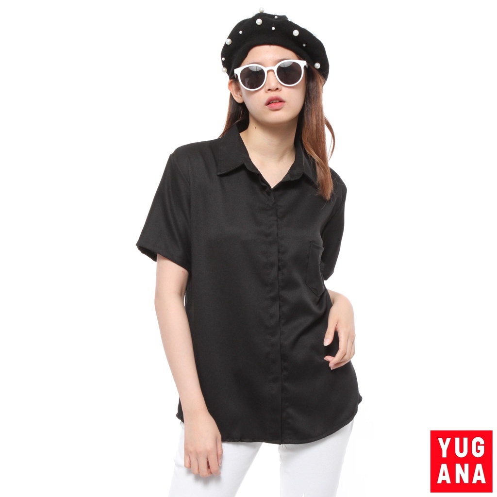 BL - 06200 Kemeja Oversize Wanita Lengan Pendek Polos