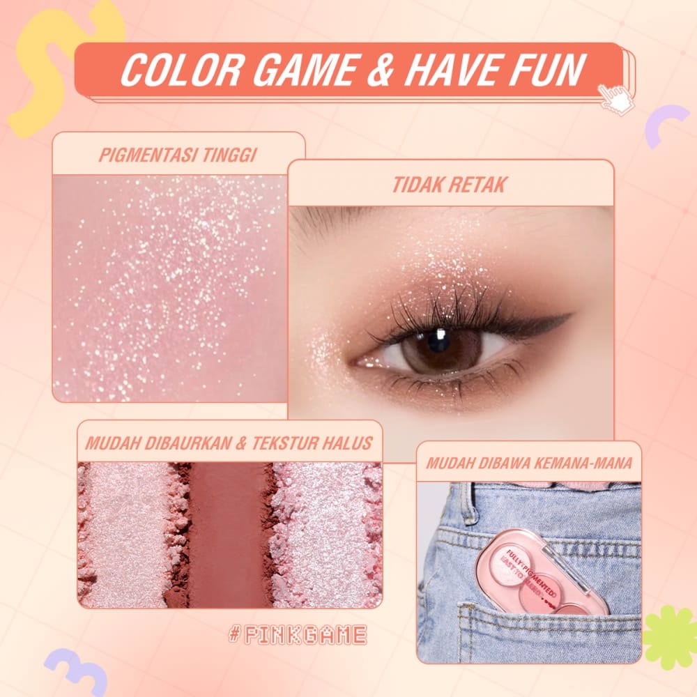 ❤ MEMEY ❤ PINKFLASH 3 Pan Eyeshadow Palette PF-E23