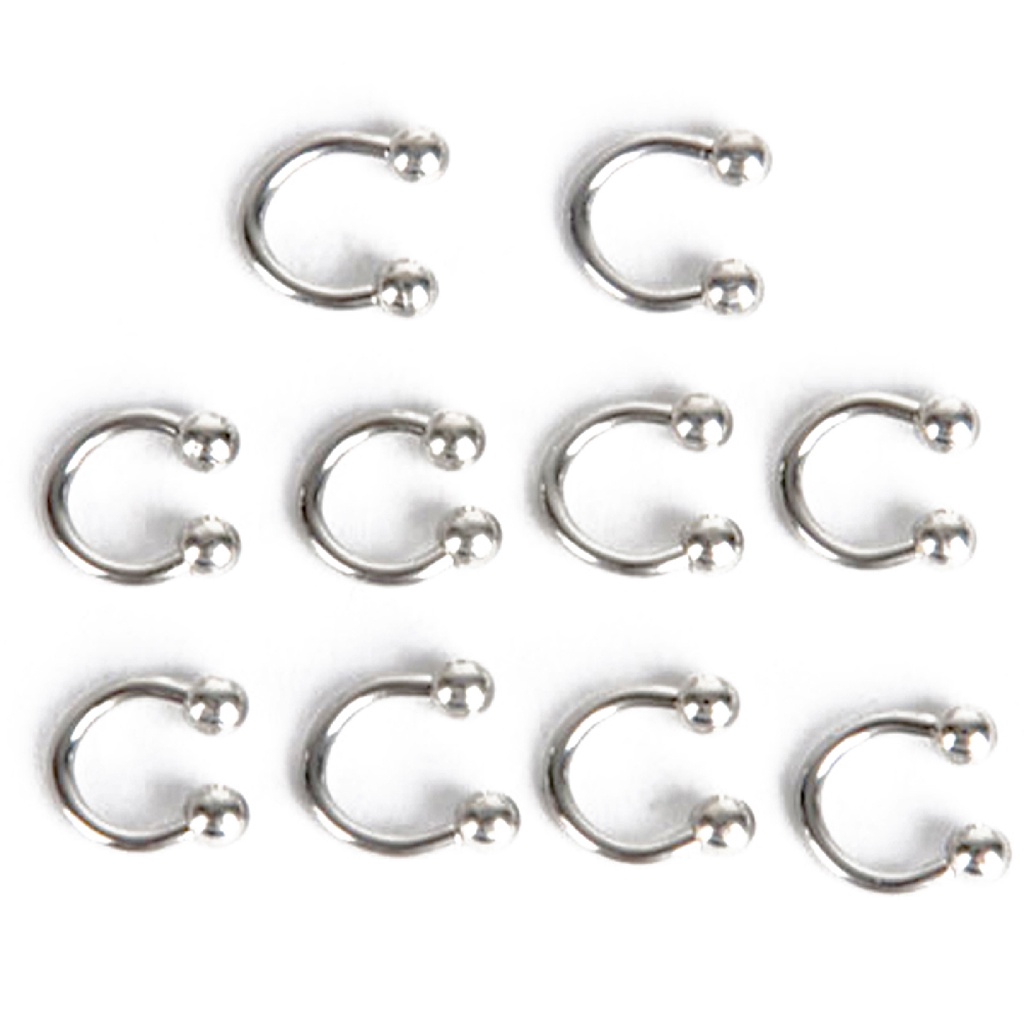 10 Pcs Cincin Tindik Bahan Stainless Steel Bentuk Sepatu Kuda Untuk Bibir Hidung Dan Telinga