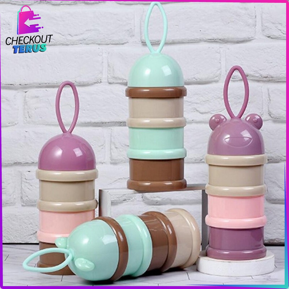 CT C122 Wadah Tempat Susu Bubuk Bayi Travel 4Tingkat Kotak Susu Karakter Baby Portabel Milk Powder Container