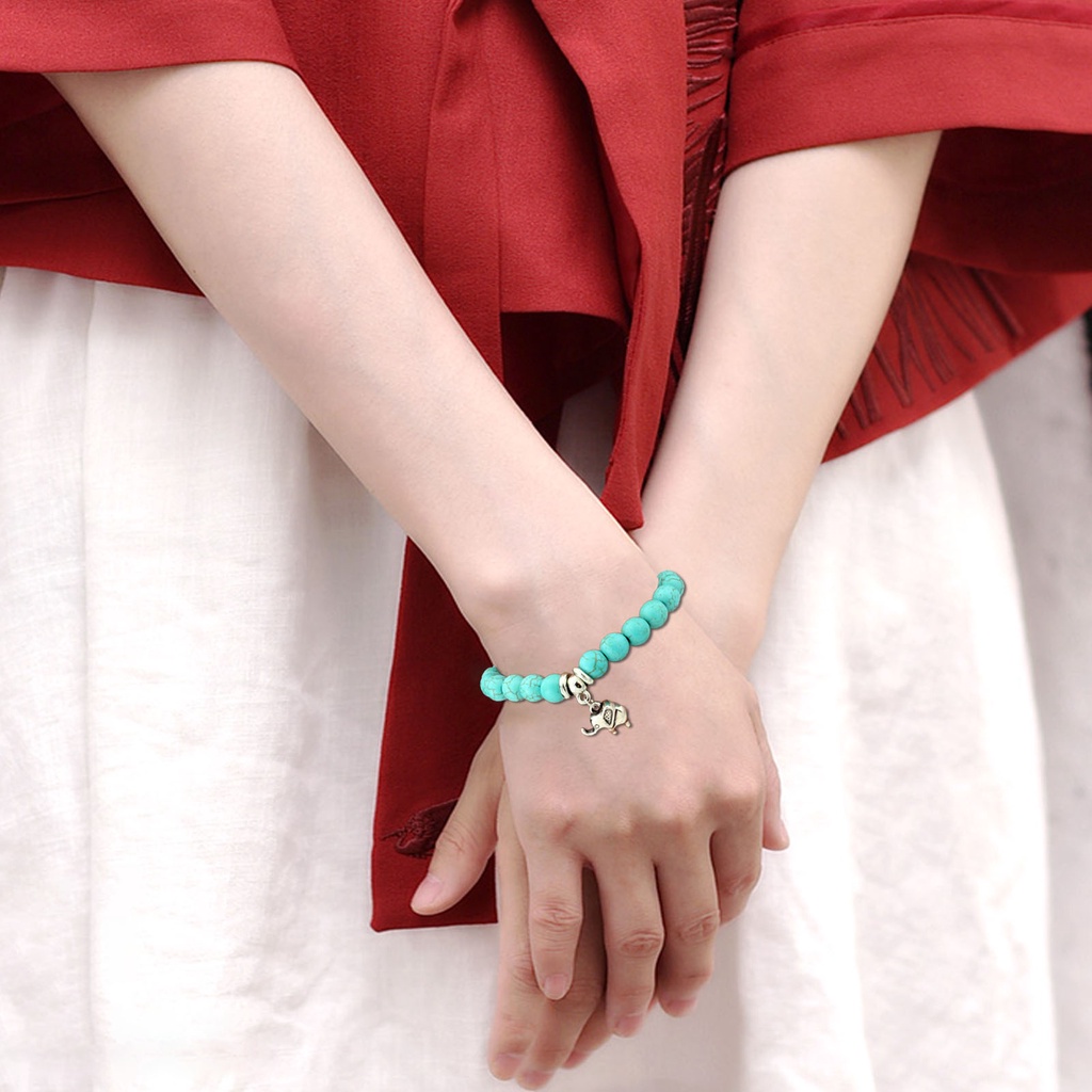 Hu Hu Hu Hu Hu Alat Bantu Pasang Kacamata♡ Gelang Manik-Manik Turquoise Imitasi Bentuk Burung Hantu Tahan Lama Untuk Wanita