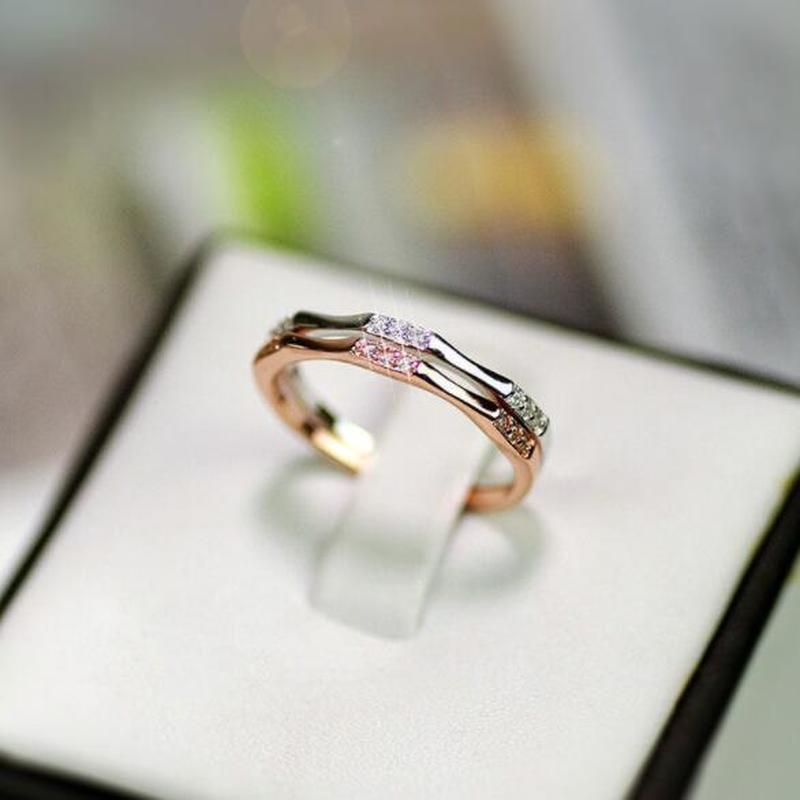 Cincin Wanita Bahan Sterling Silver 925 / Gold / Rose Gold Hias Kristal / Berlian Gaya Korea / Simple Untuk Pertunangan / Pernikahan