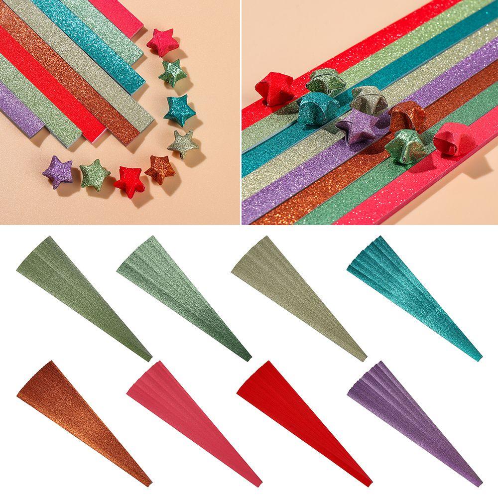 TOP Paper Strips Pressure Relief Anak-Anak DIY Kerajinan Harapan Terbaik Dengan Bubuk Emas Flash Diamond Origami