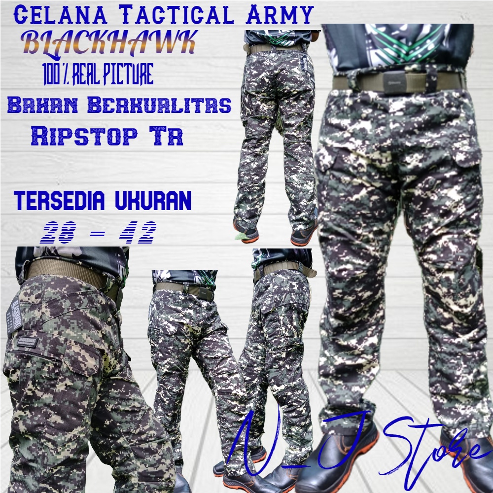 TERBARU Size 28-42 Celana Panjang Blackhawk Loreng Digital Abu Tactical Outdoor Trendy Murah Berkualitas