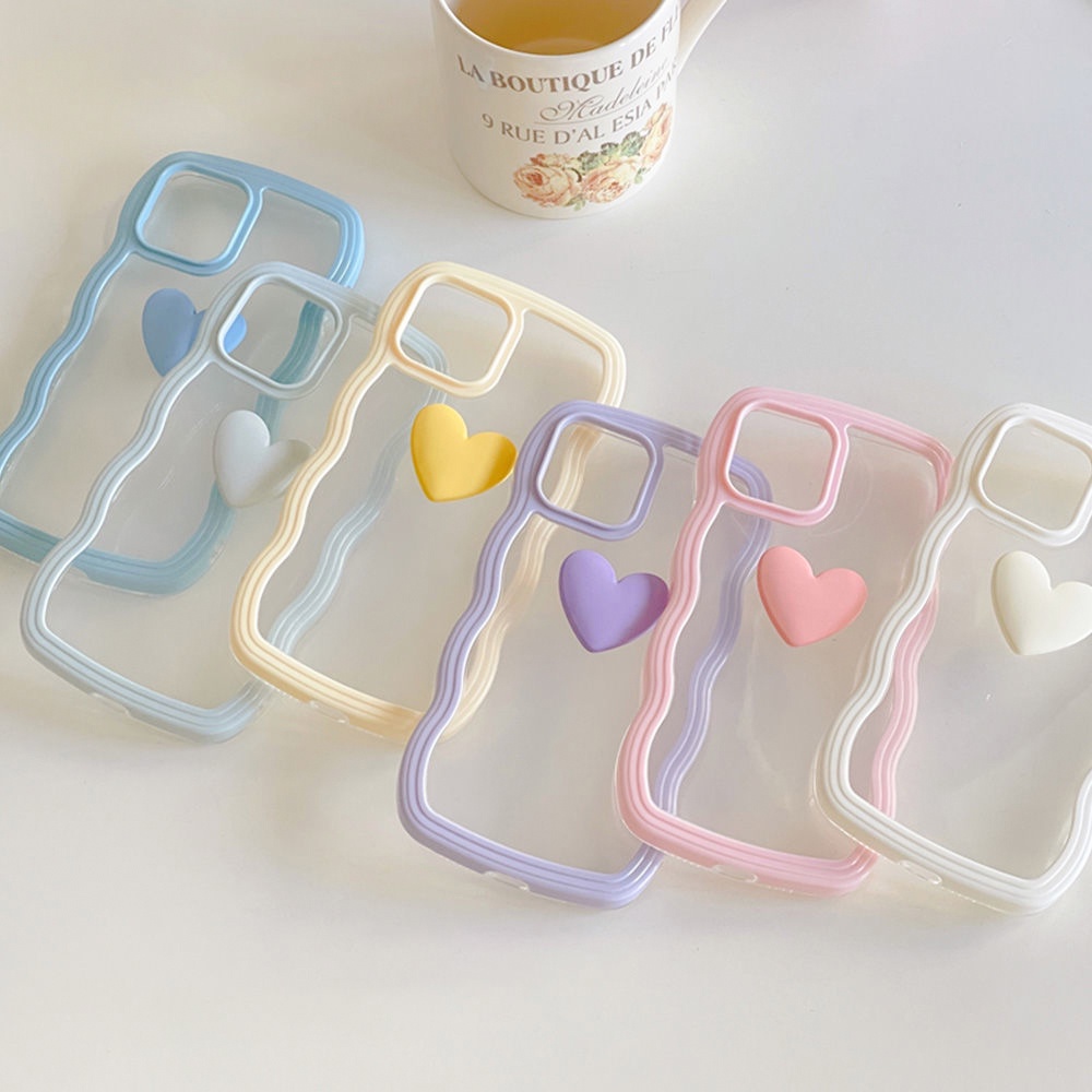 Soft Case TPU Motif Hati 3D Warna Permen Untuk iPhone 11 13 12 14 Pro X XS XR 8 7 6 Plus