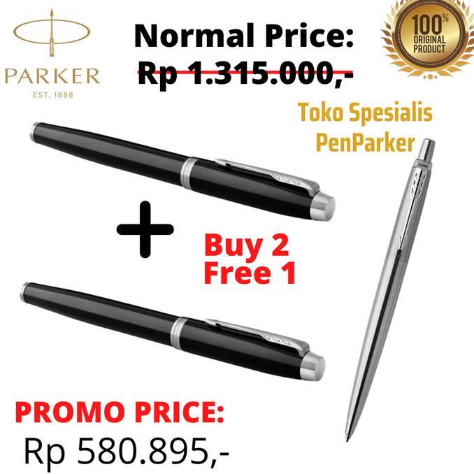 

2X Premium Parker IM BLACK Chrome Trim Rollerball - FREE JOTTER