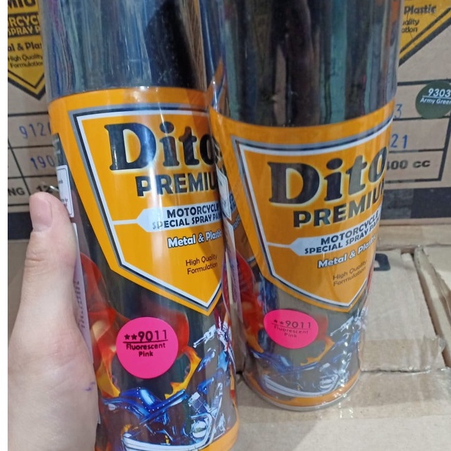 Pilok Pilox Cat Semprot DITON Premium Warna Stabilo Fluorescent Yellow Green Pink Red Orange dan Primer Stabilo (400cc)