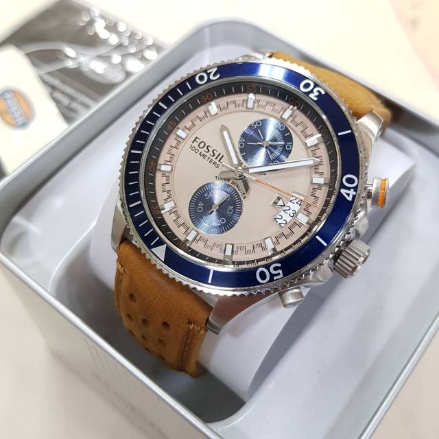 Jam Tangan keren Elegant Pria Fossil 2951 Leather Brown Original BM