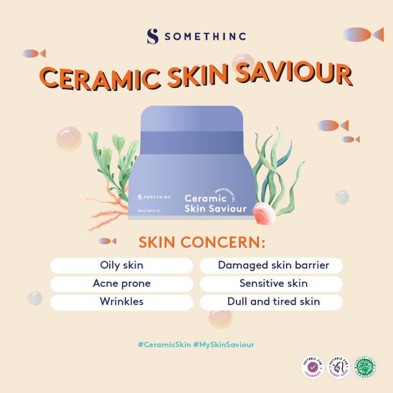 Somethinc Ceramic Skin Saviour Moisturizer Gel Pelembab Wajah Anti Aging Penghilang Kerutan Jerawat