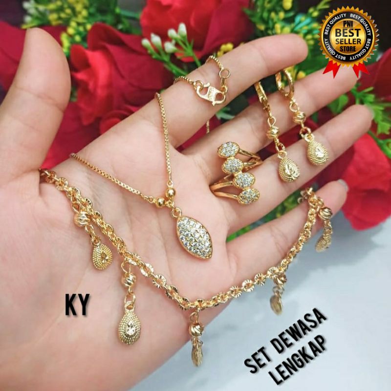 PERHIASAN WANITA DEWASA LAPIS EMAS 24 K MOTIF PILIHAN