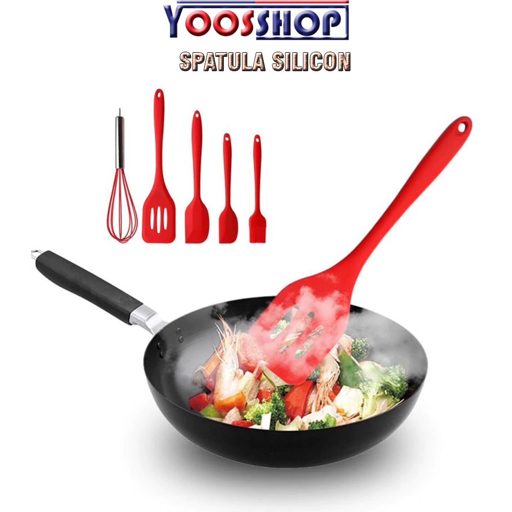 Spatula set silicone sutil silikon set peralatan masak perlengkapan dapur-1