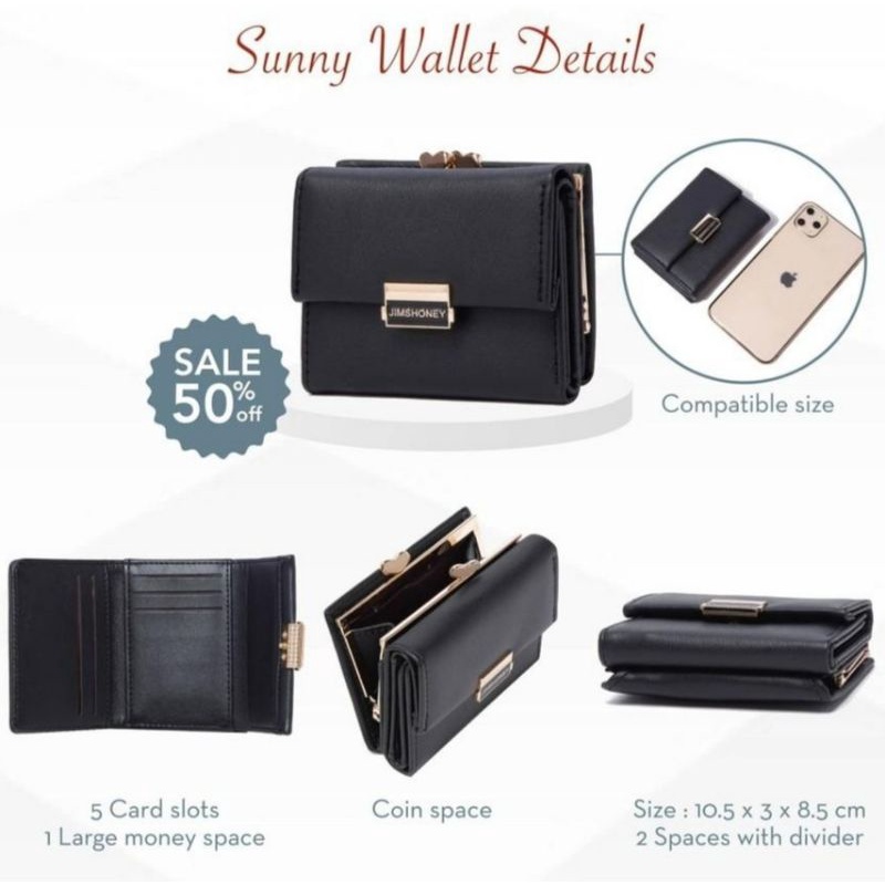 SUNNY WALLET JIMS HONEY ORI DOMPET KOIN WANITA LIPAT TIGA IMPORT FASHION CEWEK KOREA KECIL KOMPAK