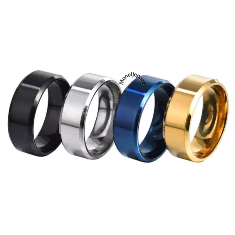 CINCIN TITANIUM HITAM/SILVER/GOLD/BIRU FASHION PRIA CINCIN MURAH