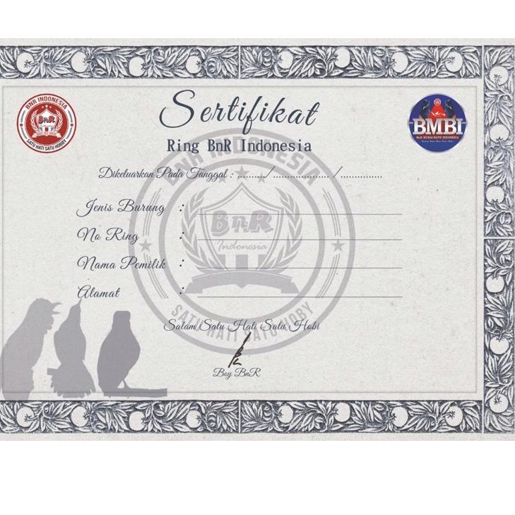 BARU RESTOK Ring BNR Kaki Gelang Kaki Murai Batu Dan Sertifikat Pemilik Burung BNR Original Resmi Ba