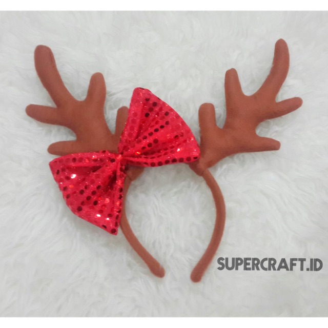 Bando Rusa Natal Pita Blink Glitter Merry Christmas Headband Raindeer Deer Rudolph Santa Xmas