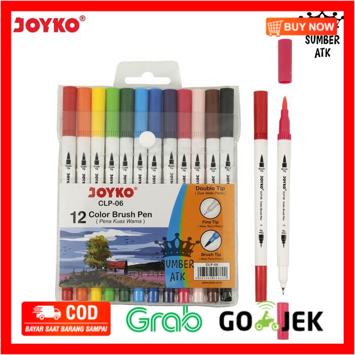 

(BISA COD) Color Brush Pen / Pena Kuas Warna Joyko CLP-06 / 12 Warna / Color