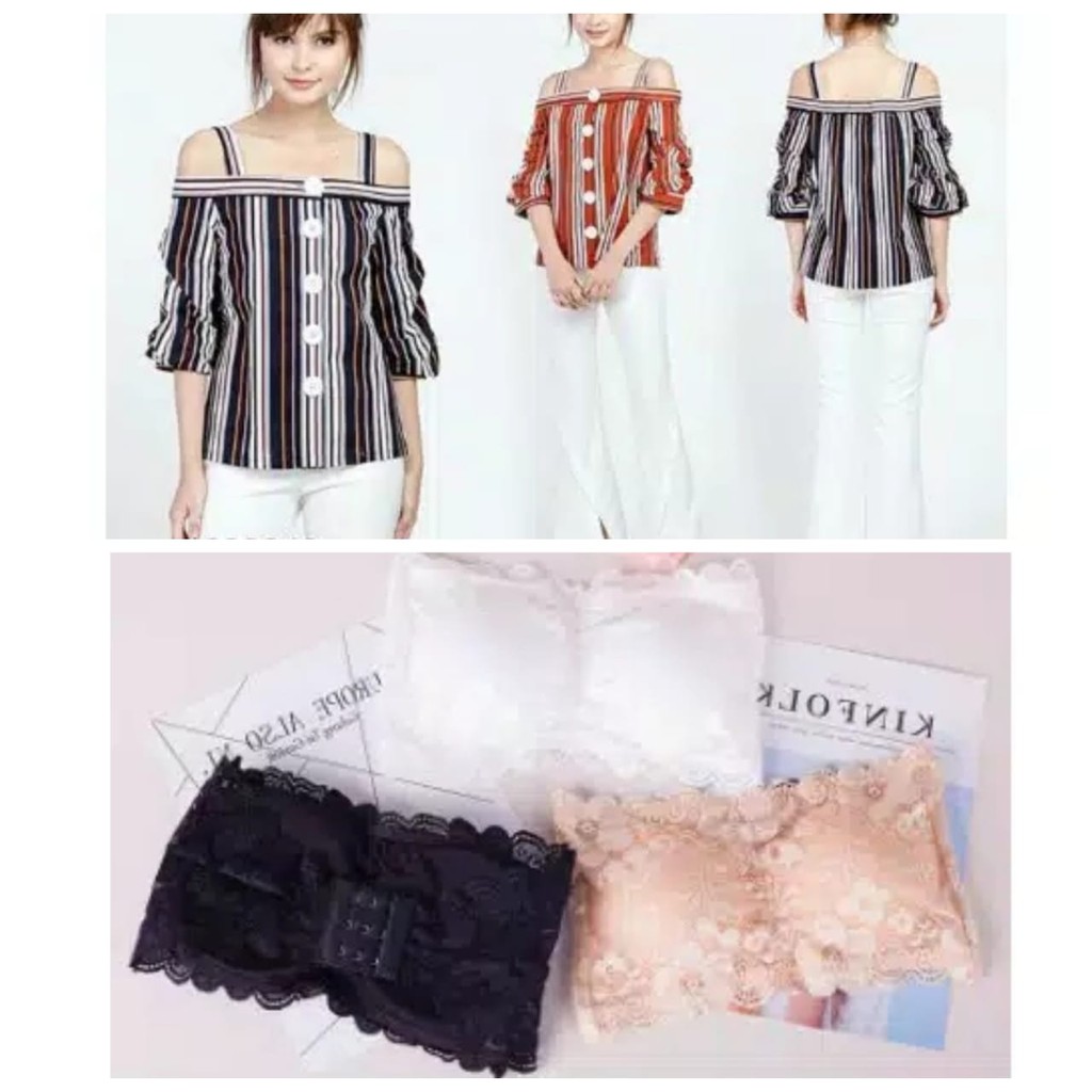 KORSET.ID -  [2 IN 1] Sale Promo ATASAN PREMIUM SABRINA + Kemben Bra Lace Bandeau 1487