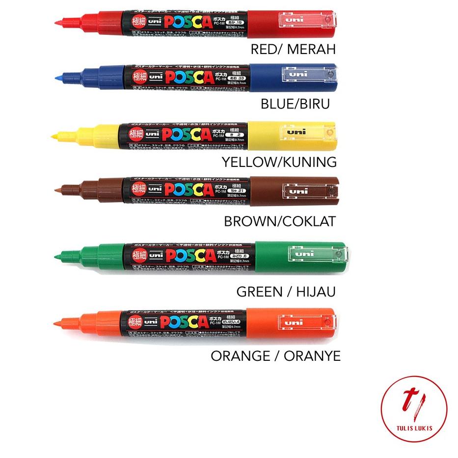 

[PROMO HS059] SPIDOL UNI POSCA MARKER PC - 1M (EXTRA FINE POINT) TIP 0.7mm Model Baru
