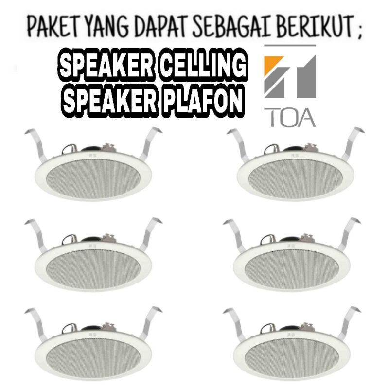 Paket Speaker Plafon TOA 6 Titik Mic Panggilan Ampli Connect Smart Tv