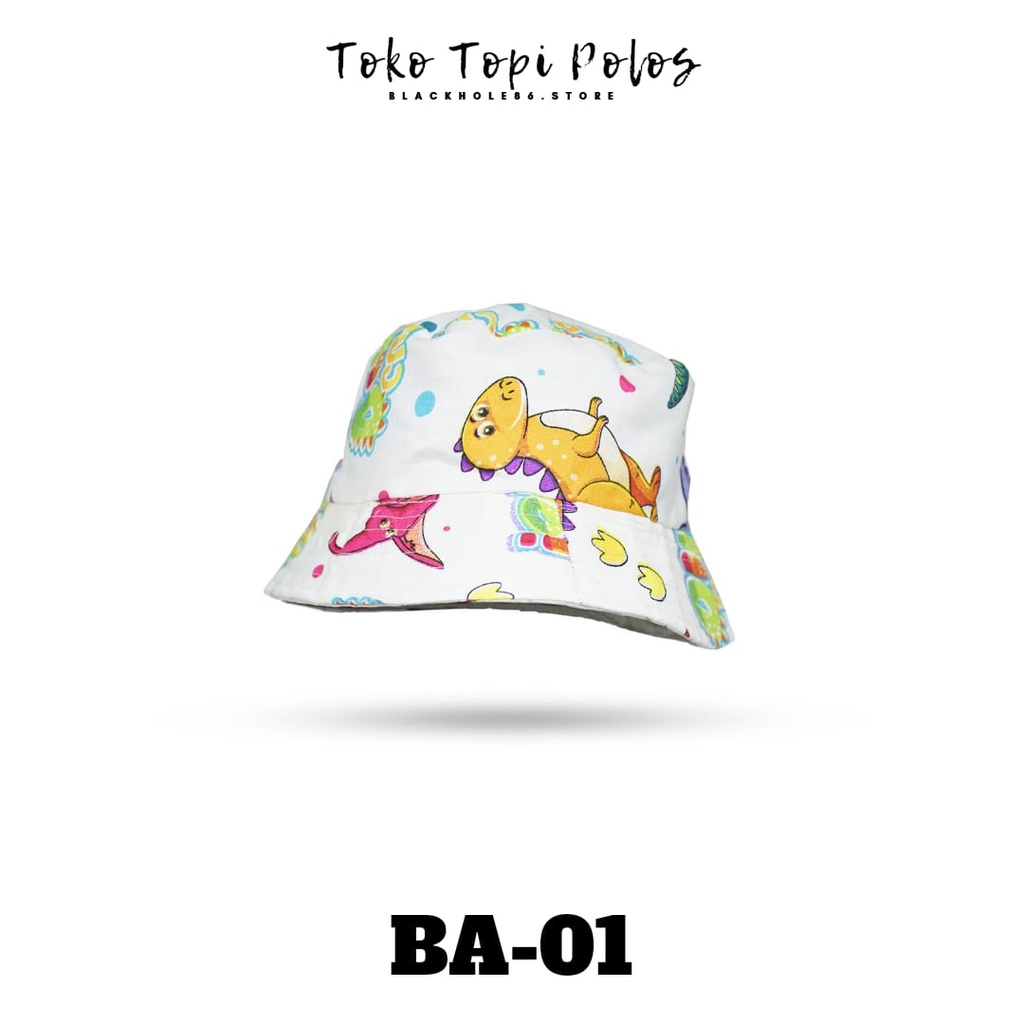 Topi Bucket Anak Bolak Balik Motif Karakter / Topi Anak Karakter 3-8 Tahun / Bucket Anak Lucu