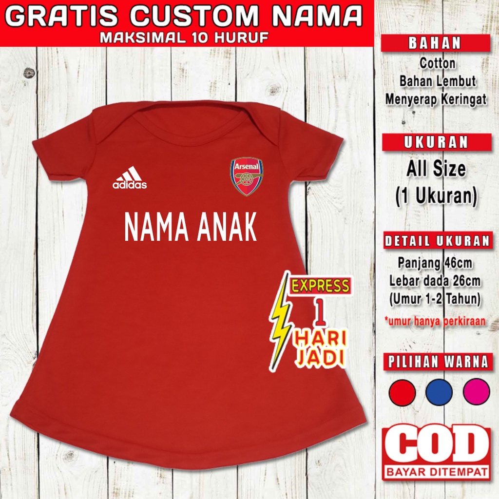 baju bayi perempuan dress Arsnl GRATIS Custom Nama baju bola bayi anak dres anak perempuan pakaian j
