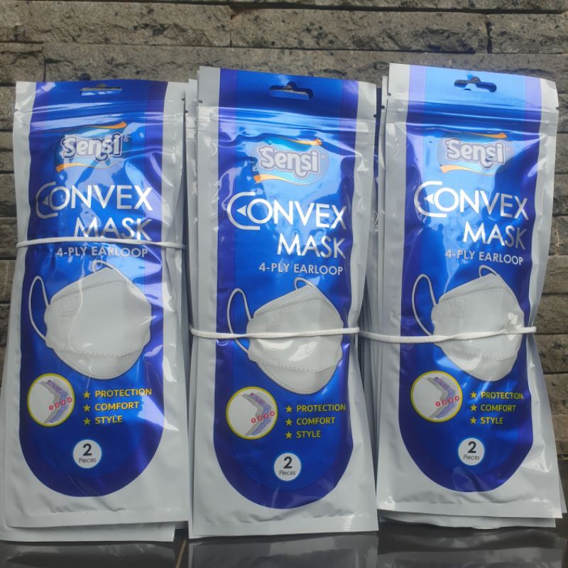 Masker Sensi Convex 4ply Kemasan original Pabrik Sachet isi 2 pcs Masker Duckbill Sensi Model Evo
