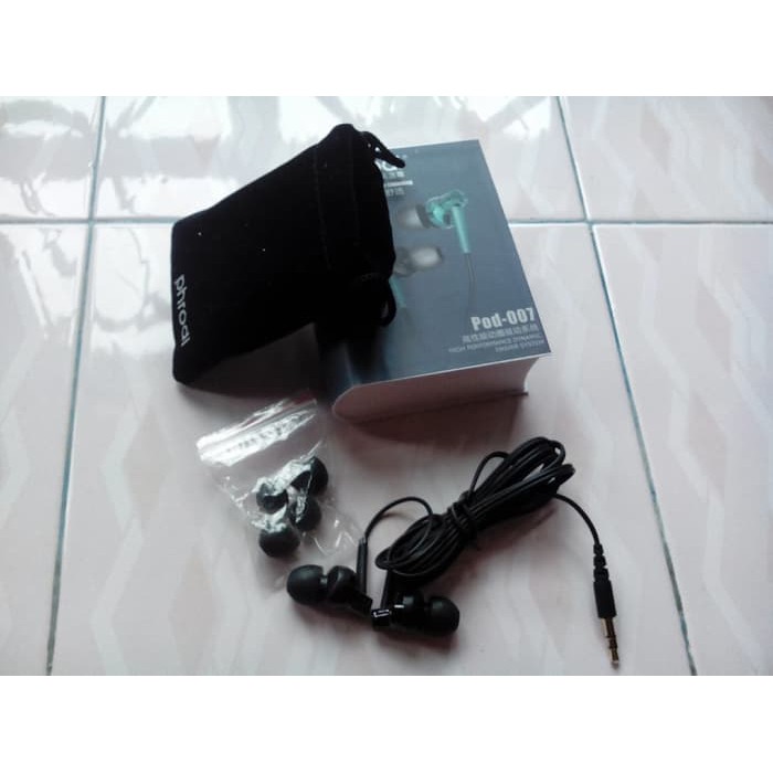 Phrodi 007 Earphone   POD 007   Black   Emas