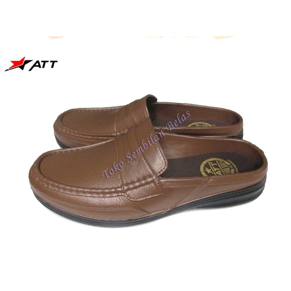 Sepatu Sandal Karet Slip On Coklat/Sepatu Karet Selop Coklat Casual ATT Bustong/Sepatu Sandal/Sepatu Selop