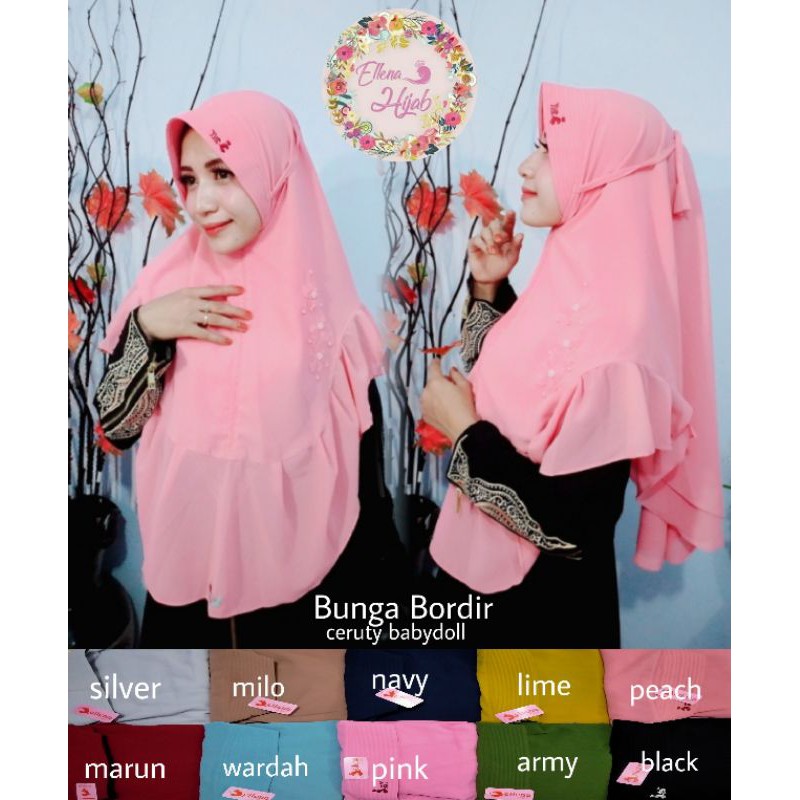 KHIMAR BORDIR BUNGA BY ELLENA HIJAB