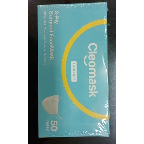 MASKER MEDIS EARLOOP 3 PLY - CLEOMASK Warna HIJAU &amp; PUTIH