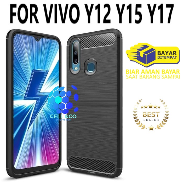 CASE CARBON VIVO Y12 Y15 Y17 casing hp silikon softcase case premium carbon cover